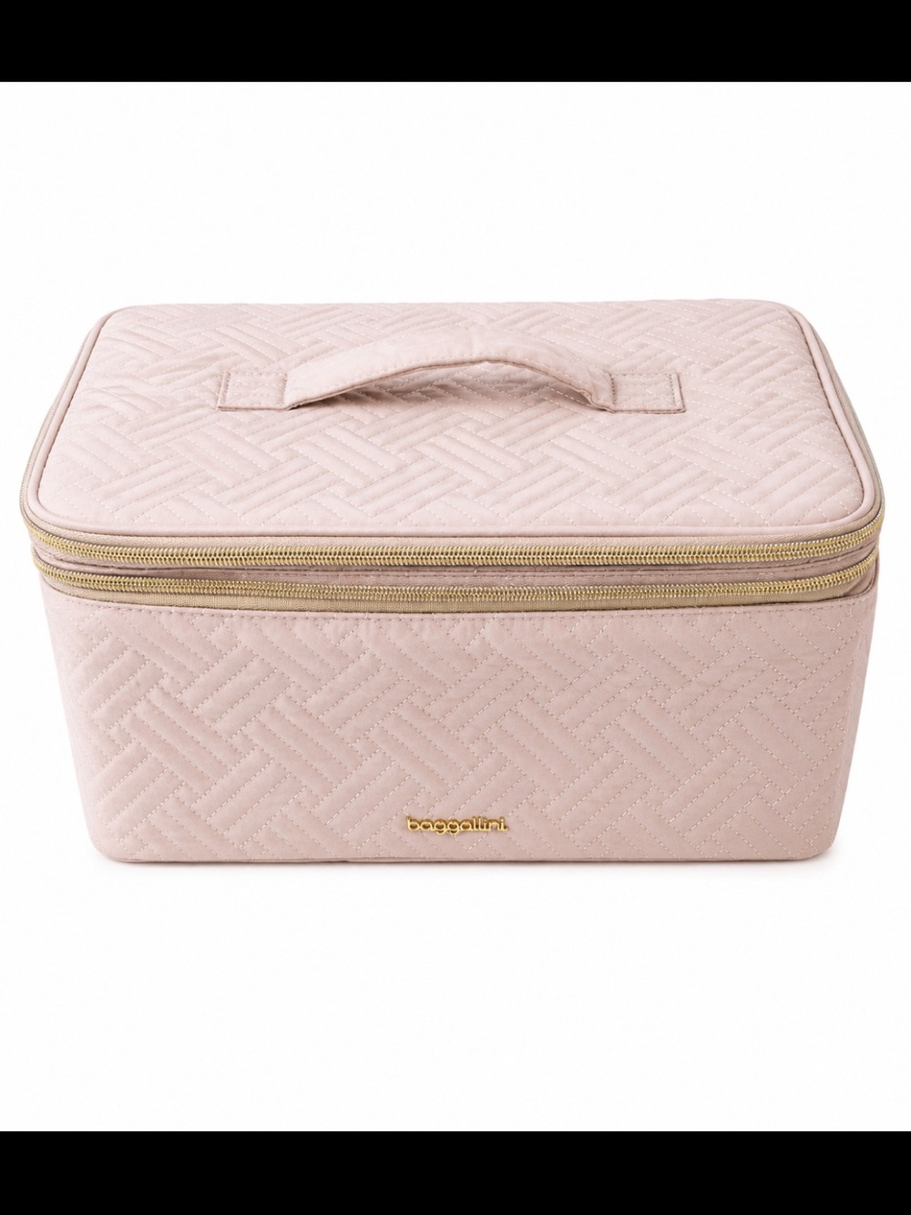 BAGSMART Quilted Travel Makeup Train Case Organizer Blush Pink NWT